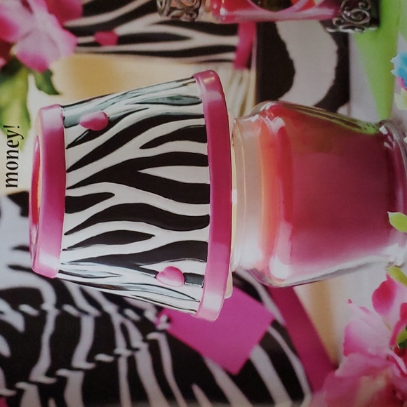 Home Interiors Zebra print Candle Shade NEW pink heart & trim edge for candles - Picture 4 of 11